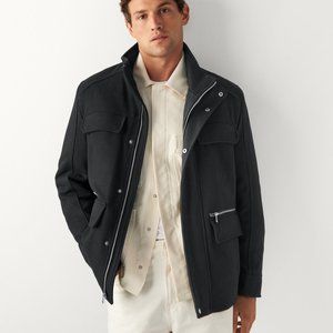 New Cole Haan Men's M65 Wool Blend Field Jacket Coat Peacoat Black Size …